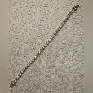 Dorsey James Bezel Rivière Bracelet in Lab White Sapphire 18k Gold Vermeil